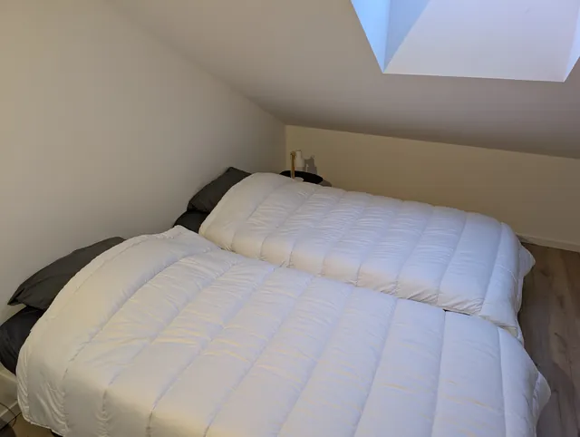 Deux lits de 90 × 200 cm sous le velux
